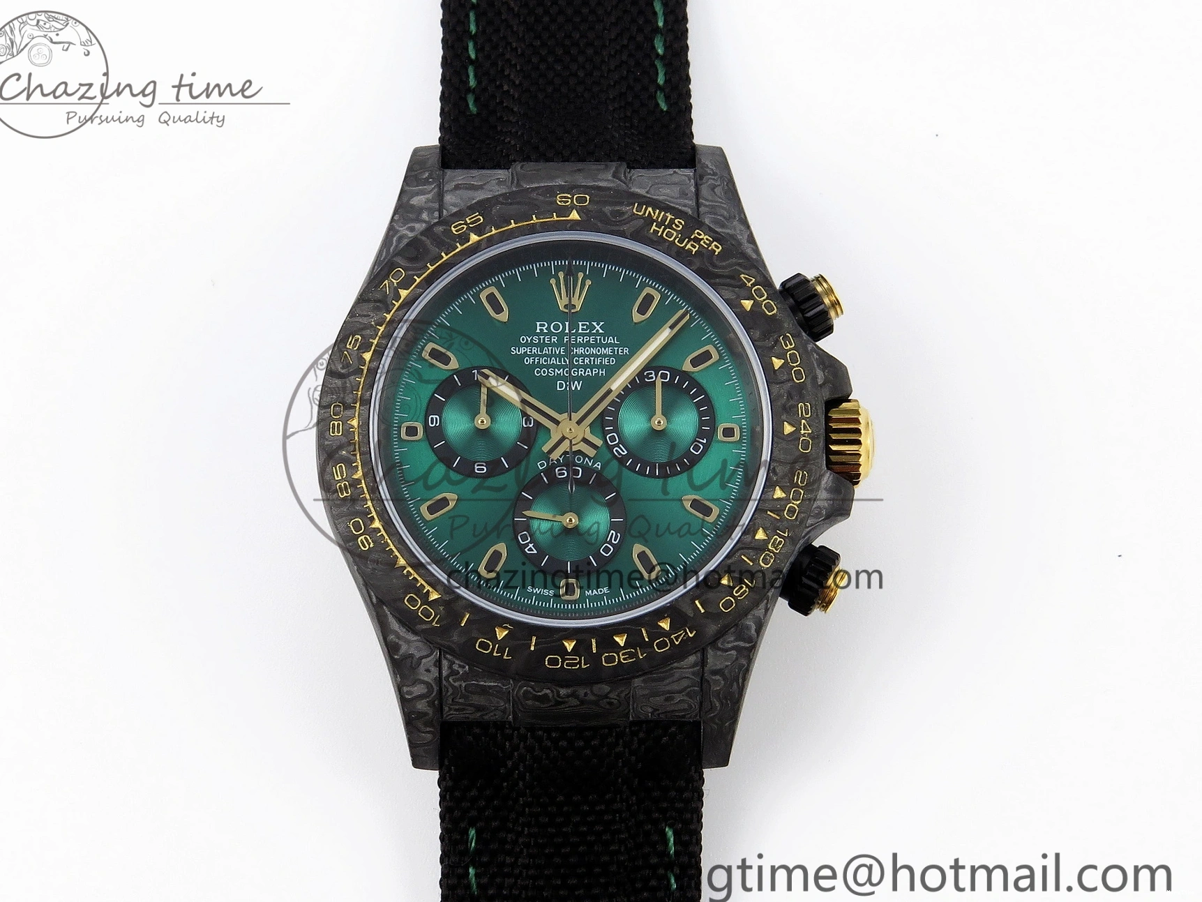 MiroTime 0407 TimelessDesign Daytona DIW Carbon YG Case and Bezel DIWF Edition Green Dial on Black Nylon Strap A 1883
